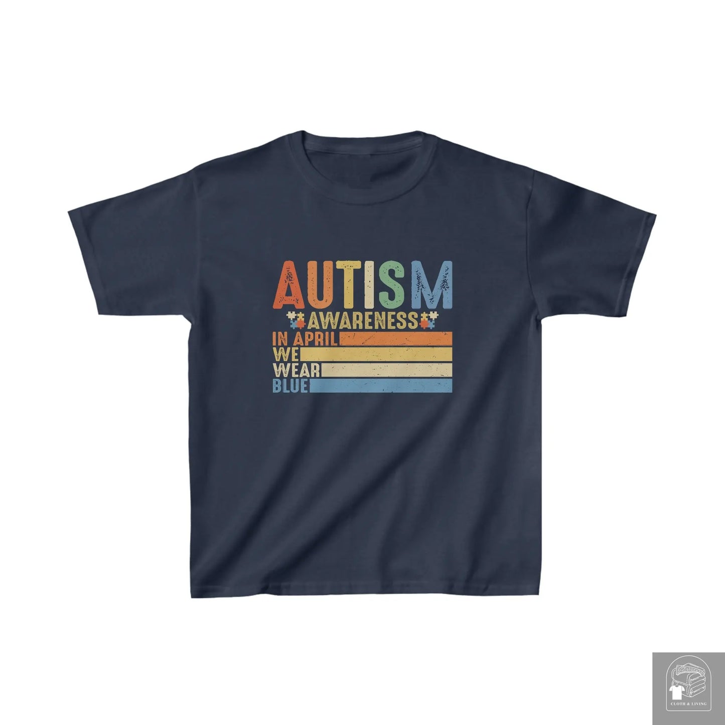 Autism Awareness - In April We Wear Blue Kids Heavy Cotton™ Tee  Cloth & Living