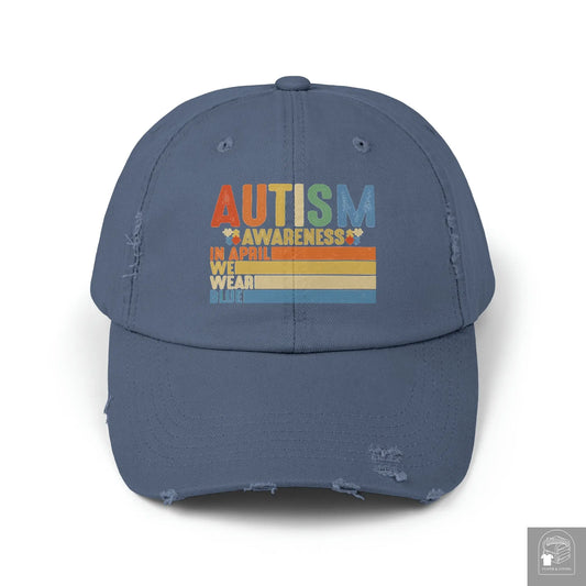 Autism Awareness - In April We Wear Blue - Unisex Distressed Cap  Cloth & Living
