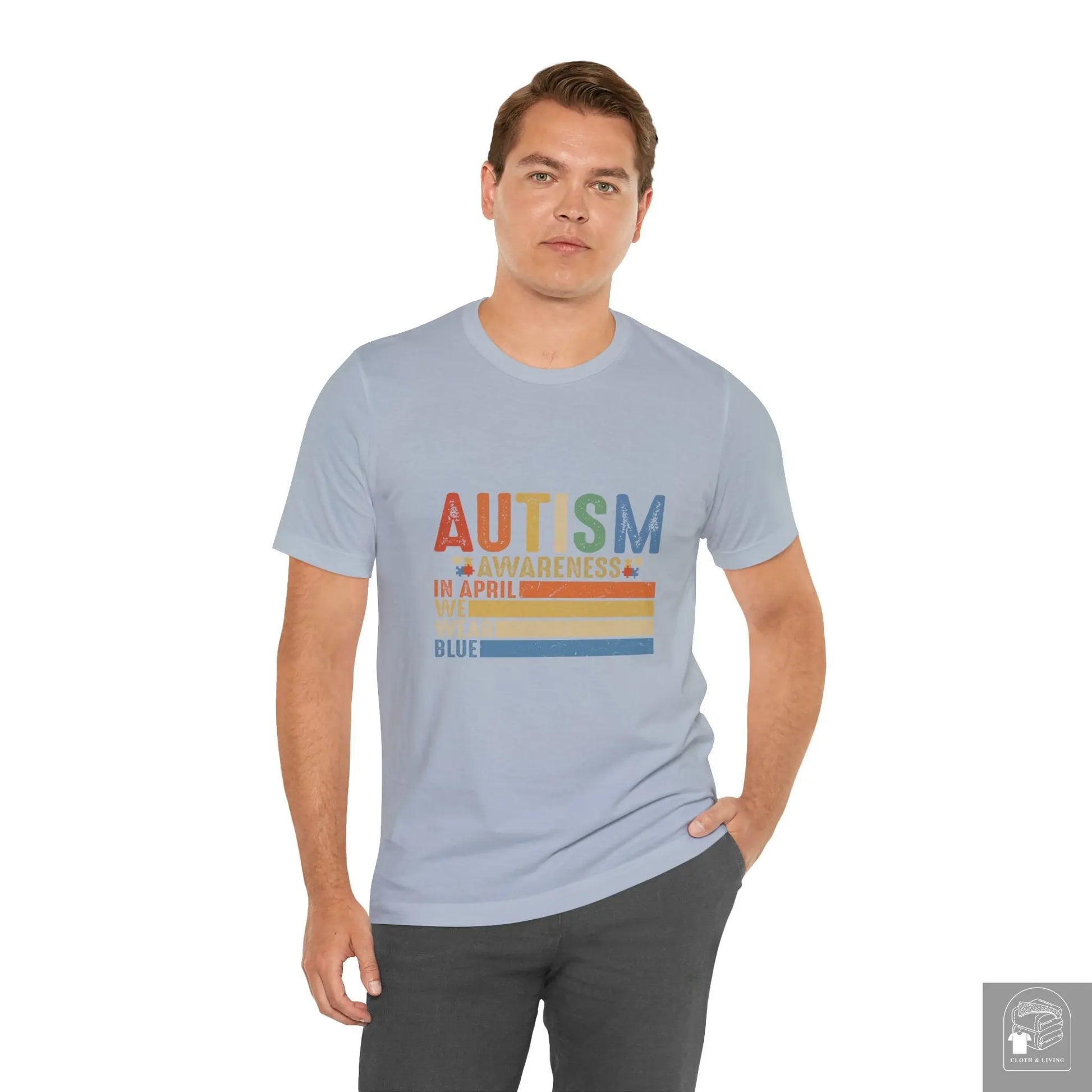 Autism Awareness - In April We Wear Blue - Unisex Jersey Short Sleeve Tee - Cloth & Living