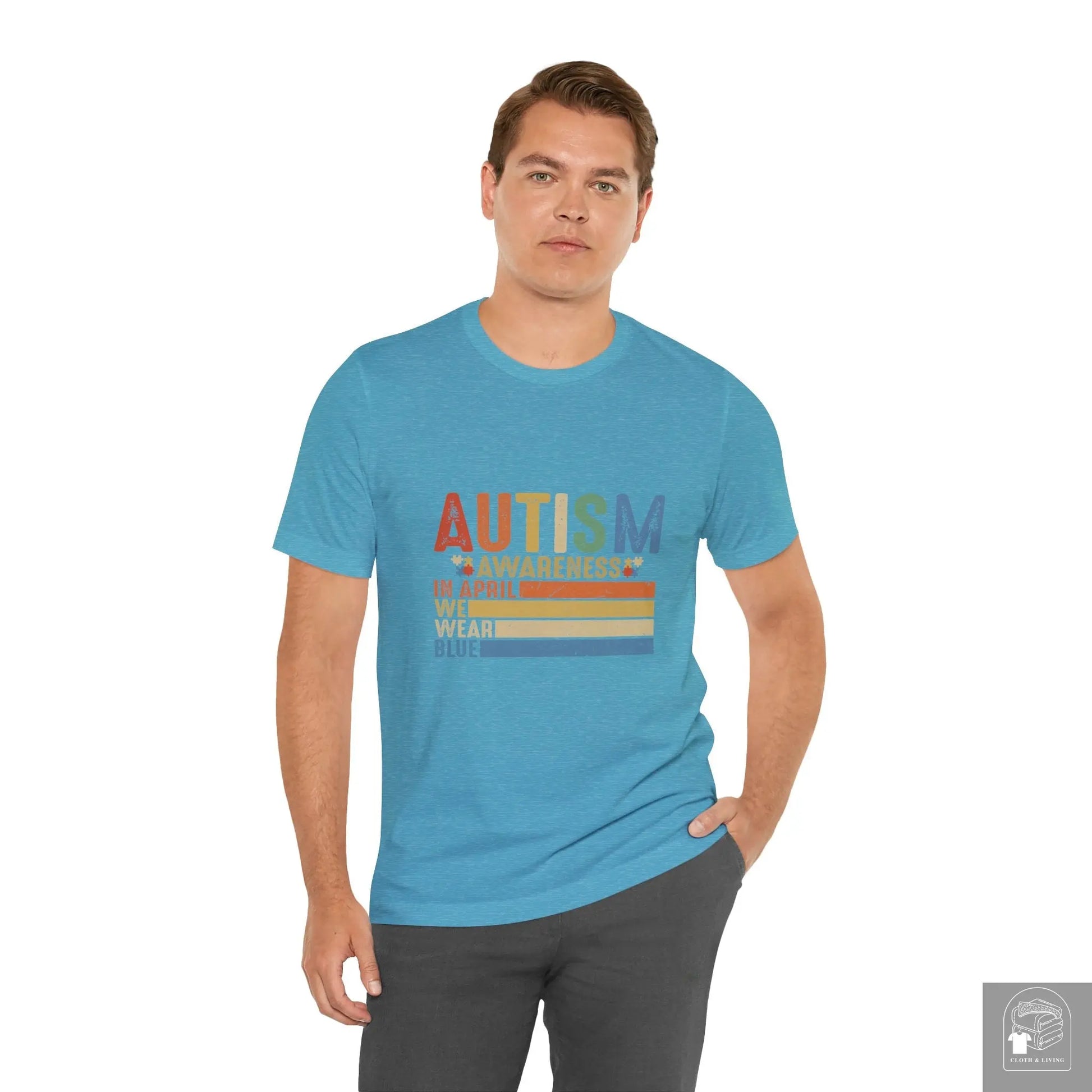 Autism Awareness - In April We Wear Blue - Unisex Jersey Short Sleeve Tee - Cloth & Living