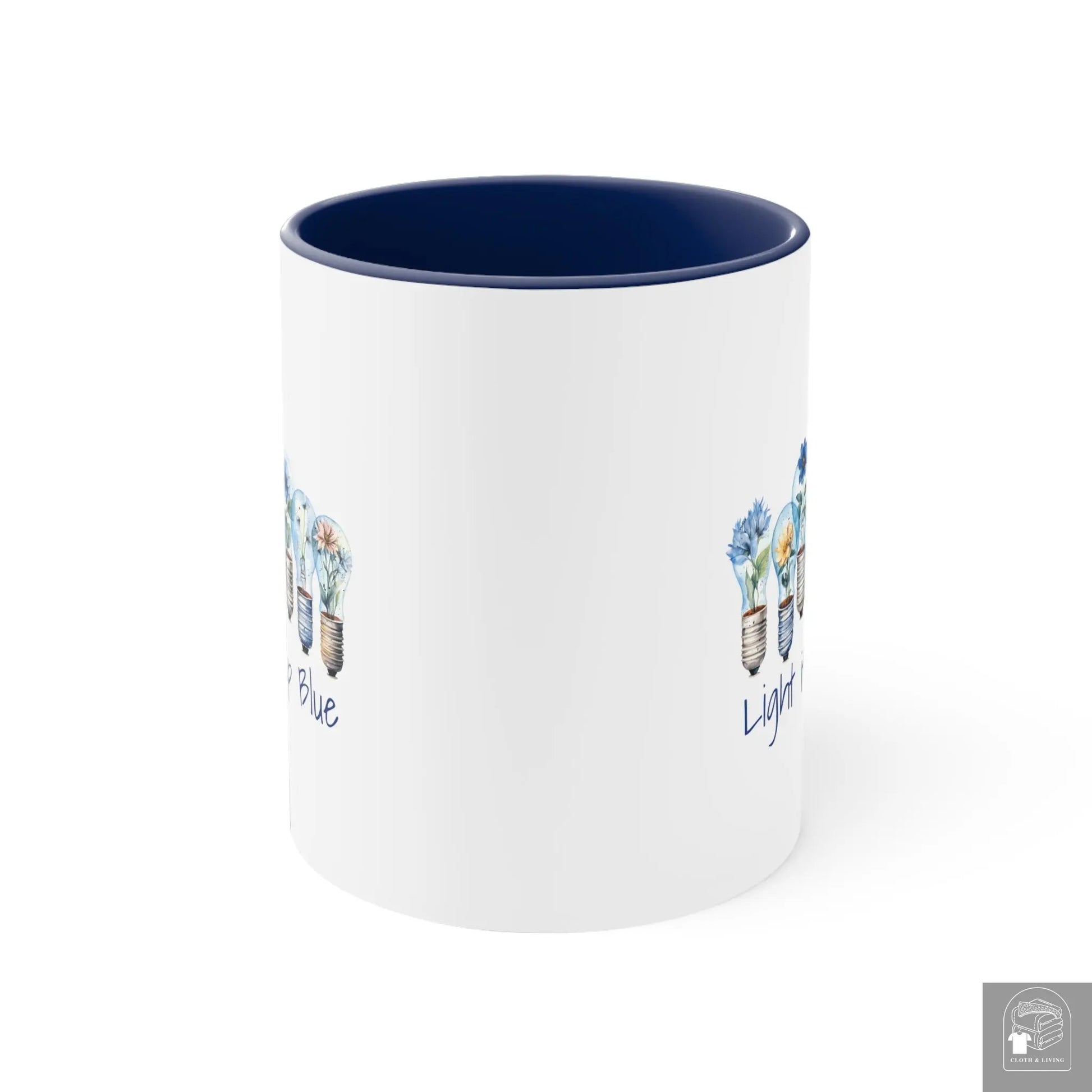 Autism Awareness - Light it up Blue -  Ceramic Coffee Mug (White with Accent |11oz)  Cloth & Living