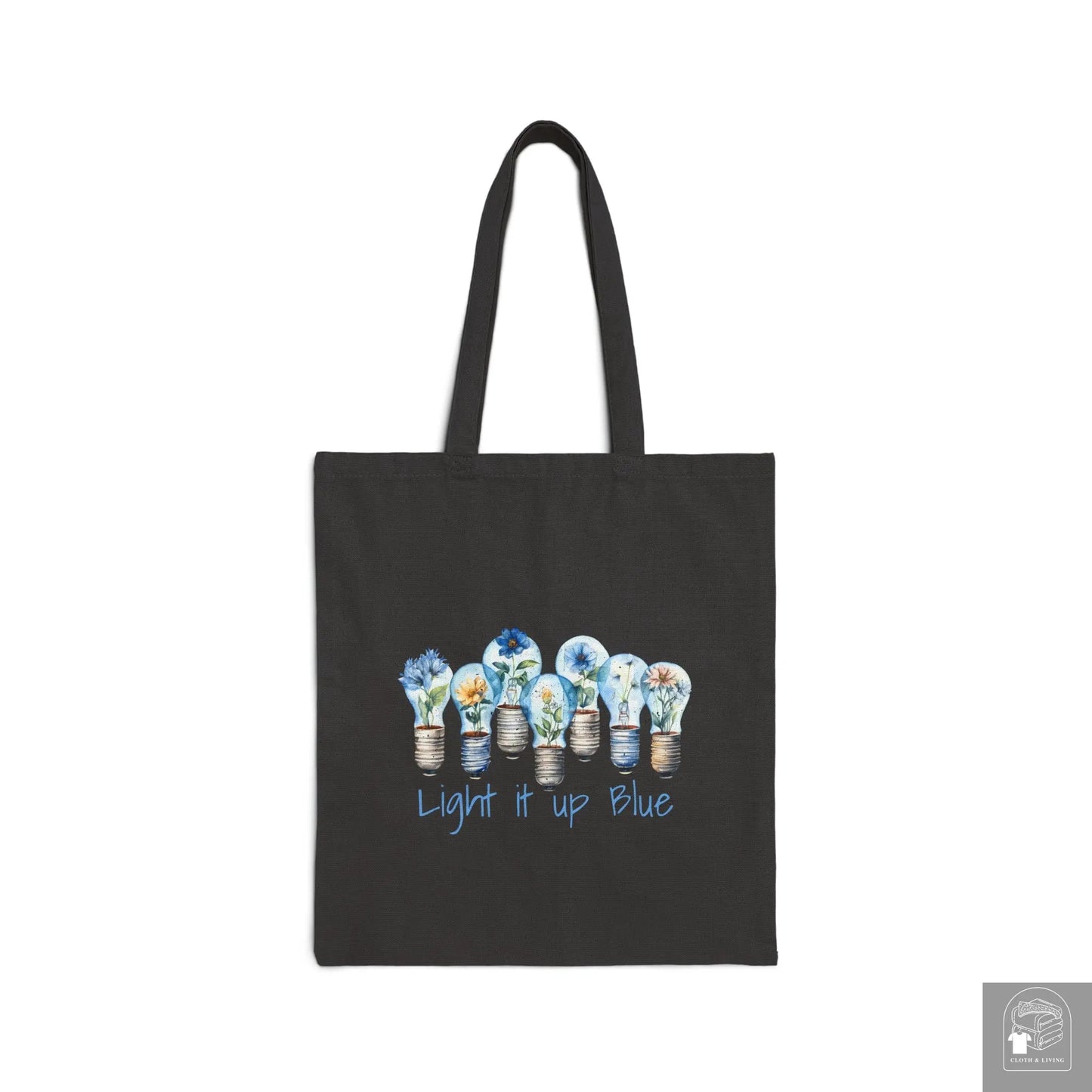 Autism Awareness - Light it up Blue - Cotton Canvas Tote Bag  Cloth & Living