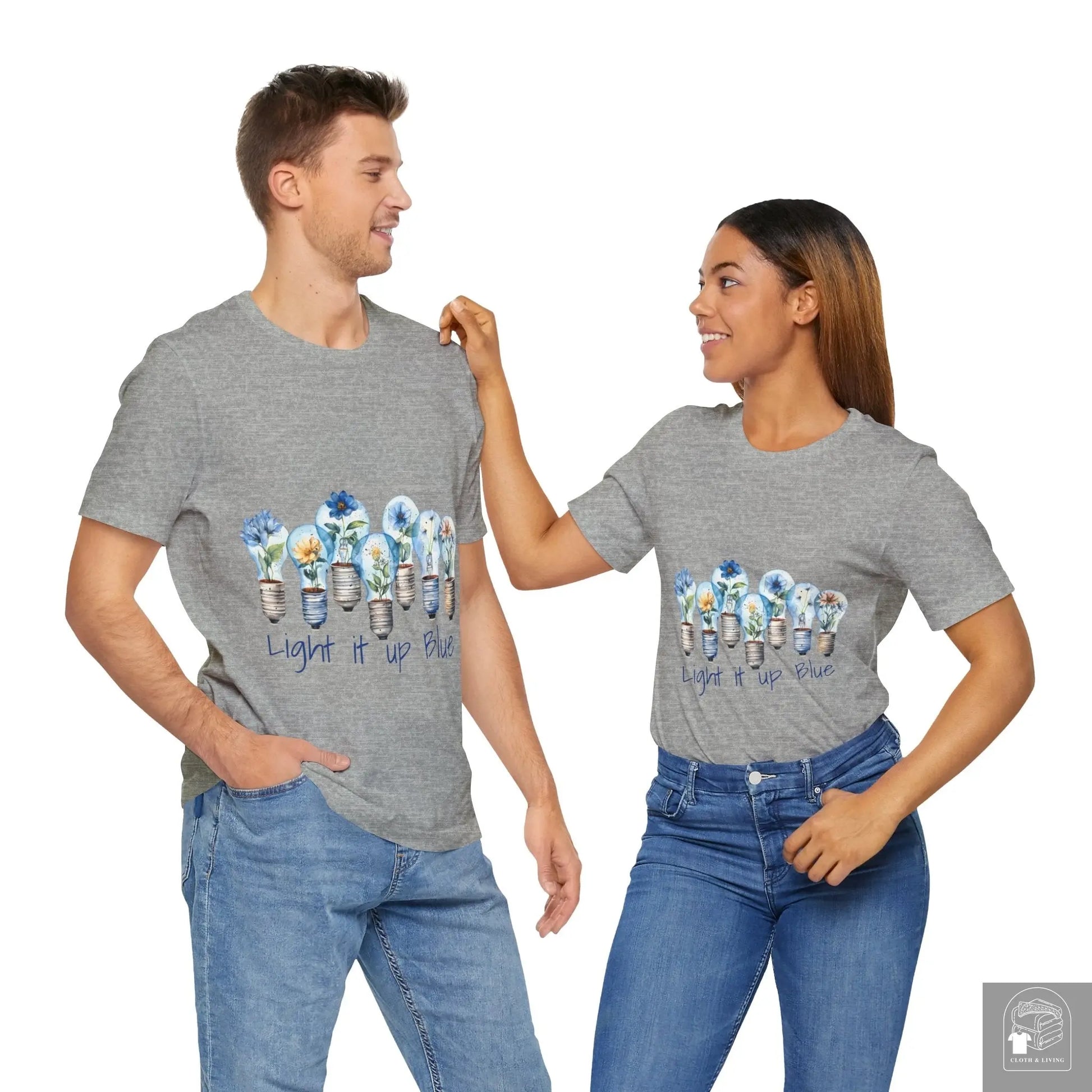 Autism Awareness -Light it up Blue - Unisex Jersey Short Sleeve Tee - Cloth & Living