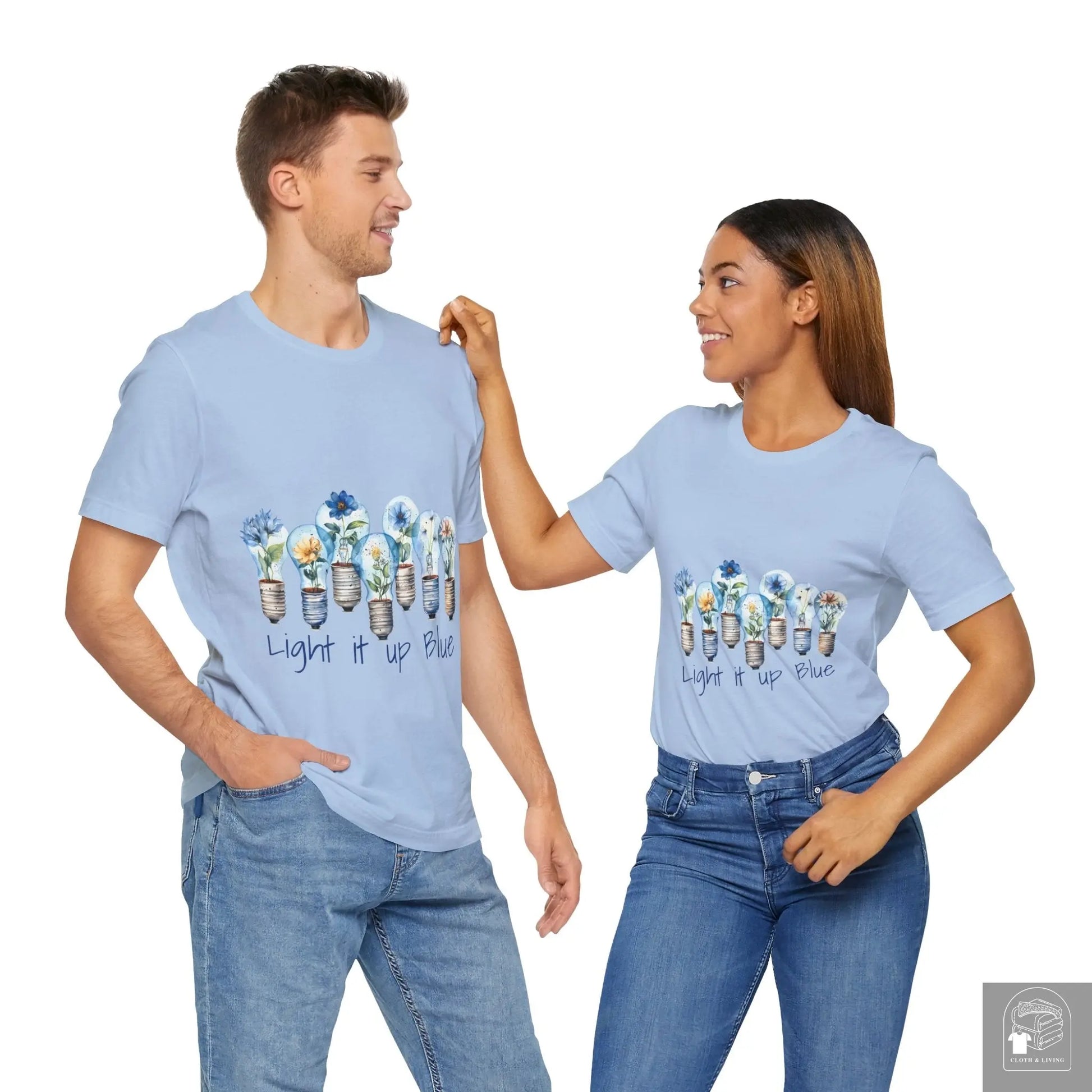 Autism Awareness -Light it up Blue - Unisex Jersey Short Sleeve Tee - Cloth & Living