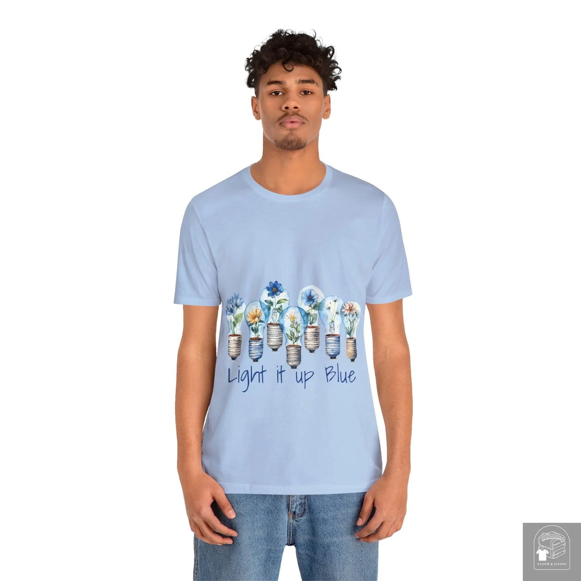 Autism Awareness -Light it up Blue - Unisex Jersey Short Sleeve Tee - Cloth & Living