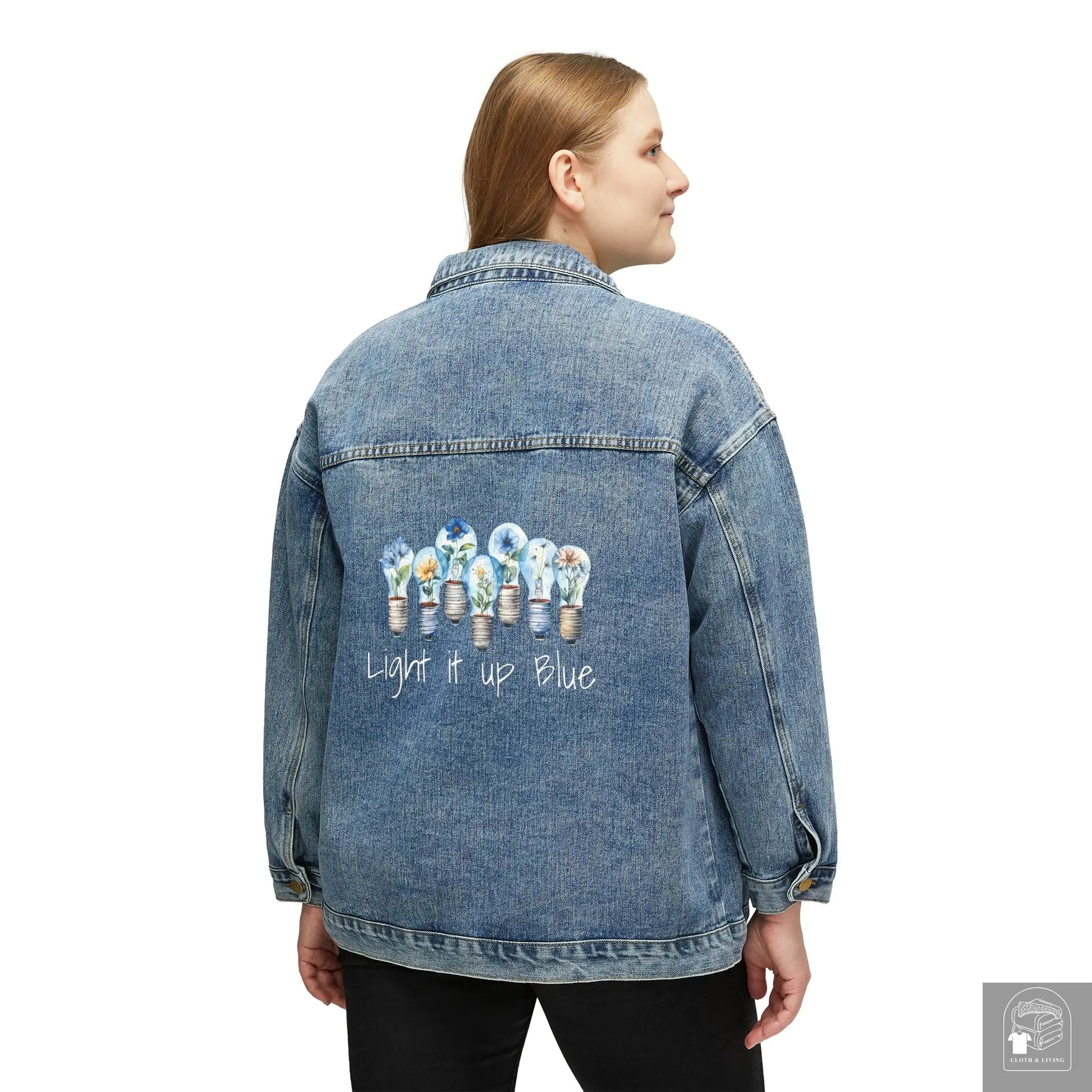 Autism Awareness - Light it up Blue - Women's Denim Jacket  Cloth & Living