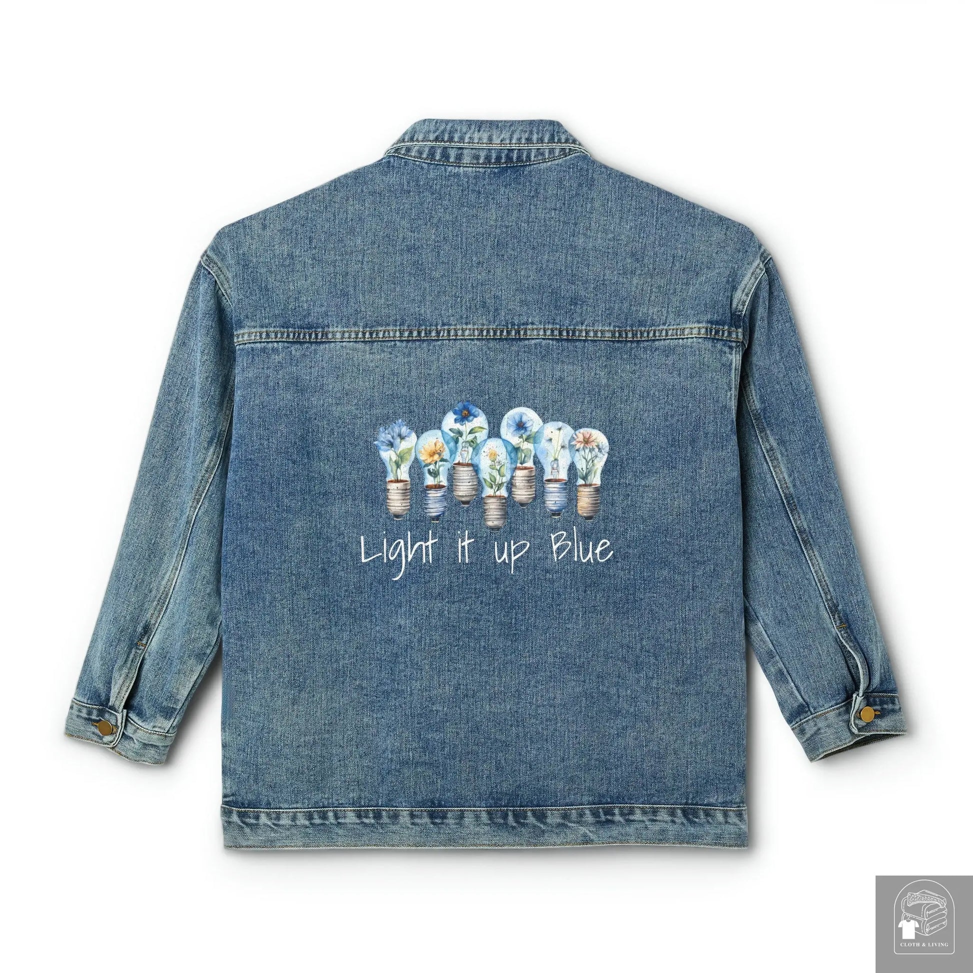 Autism Awareness - Light it up Blue - Women's Denim Jacket  Cloth & Living