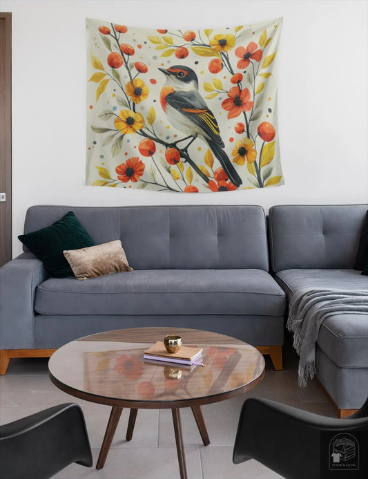 Harmony in Autumn - Tranquil Bird Wall Tapestry (Available in 4 Sizes) -   Cloth & Living