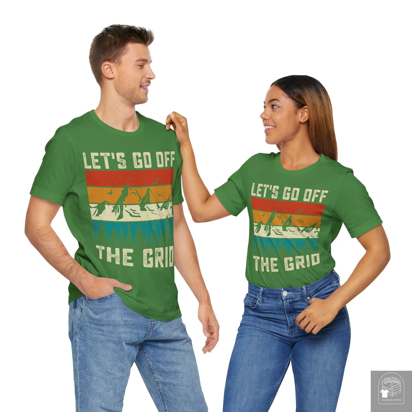"Lets go off the grid " Camping Unisex Jersey Short Sleeve Tee - Cloth & Living