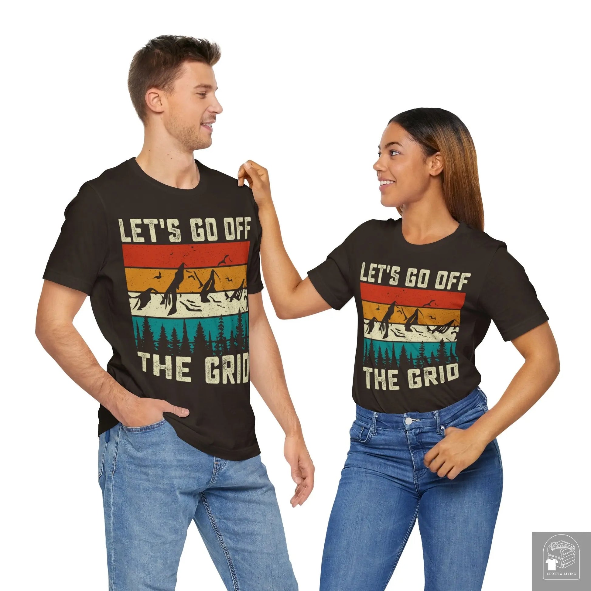 "Lets go off the grid " Camping Unisex Jersey Short Sleeve Tee - Cloth & Living