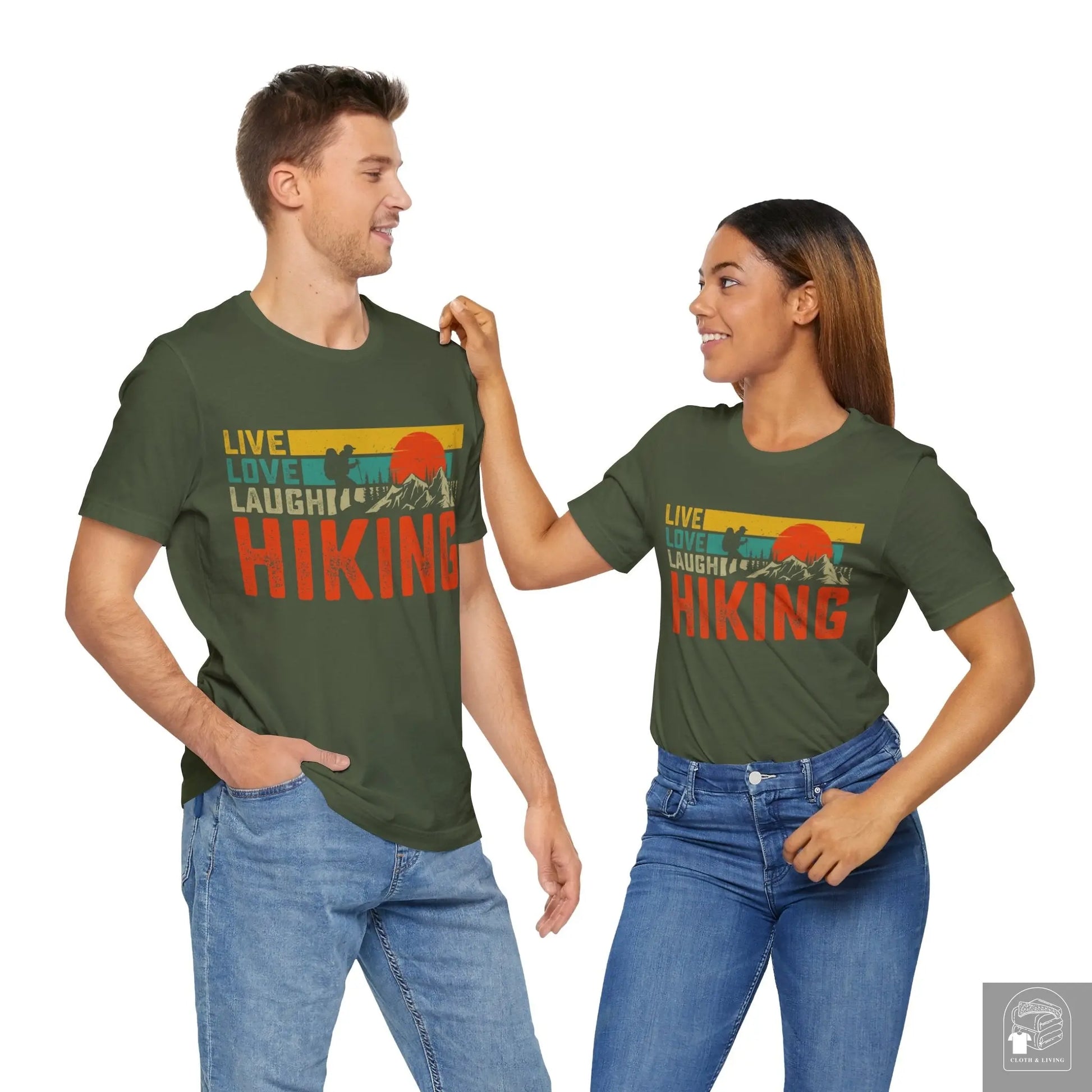 "Live Love Laugh Hiking" Camping Unisex Jersey Short Sleeve Tee  Cloth & Living