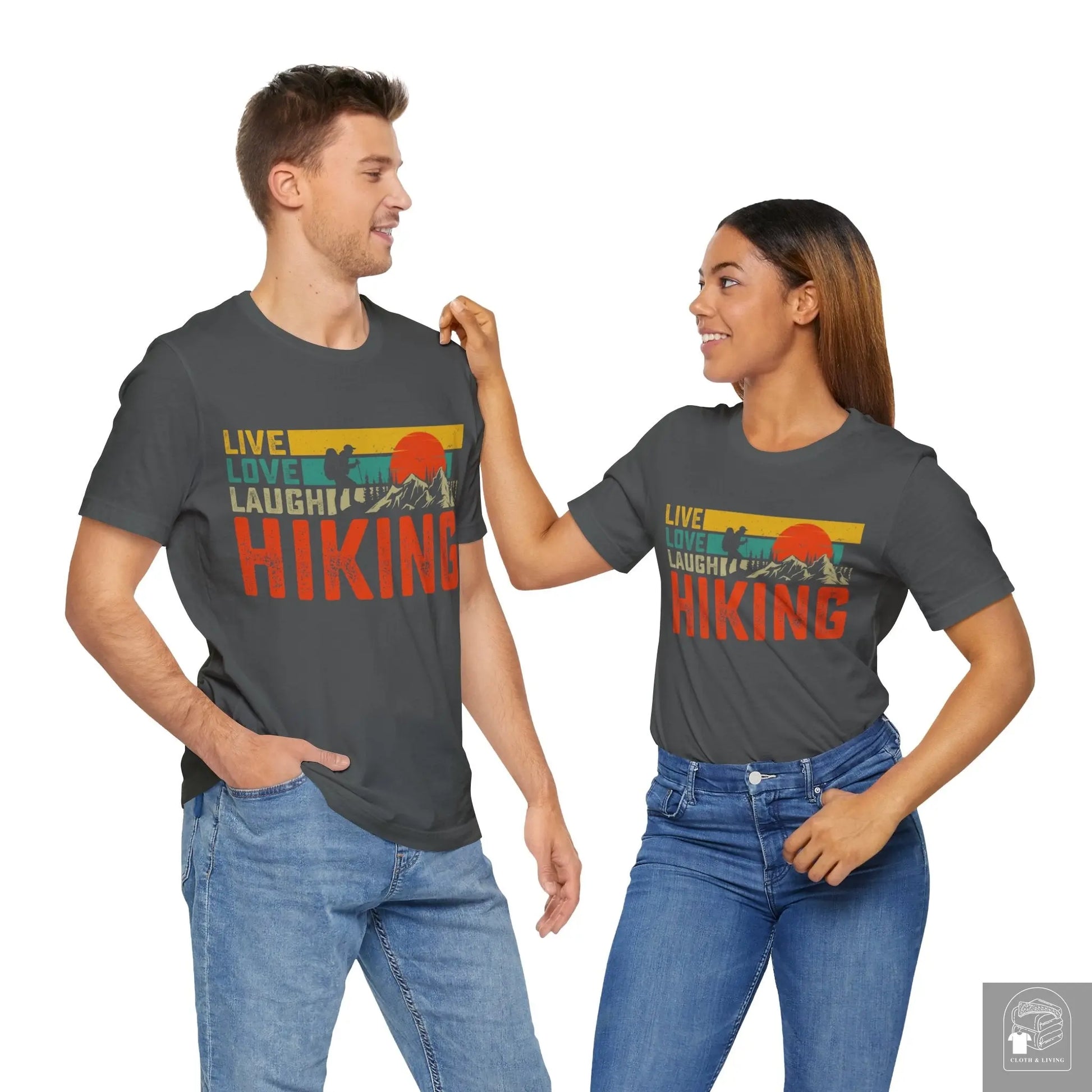 "Live Love Laugh Hiking" Camping Unisex Jersey Short Sleeve Tee - Cloth & Living