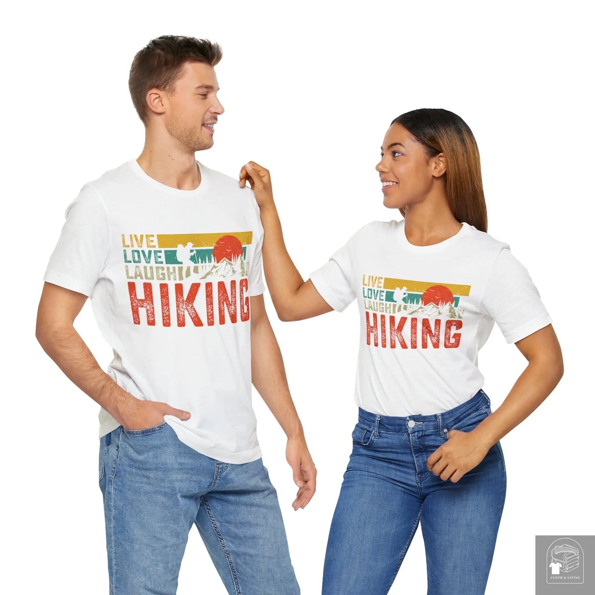 "Live Love Laugh Hiking" Camping Unisex Jersey Short Sleeve Tee - Cloth & Living