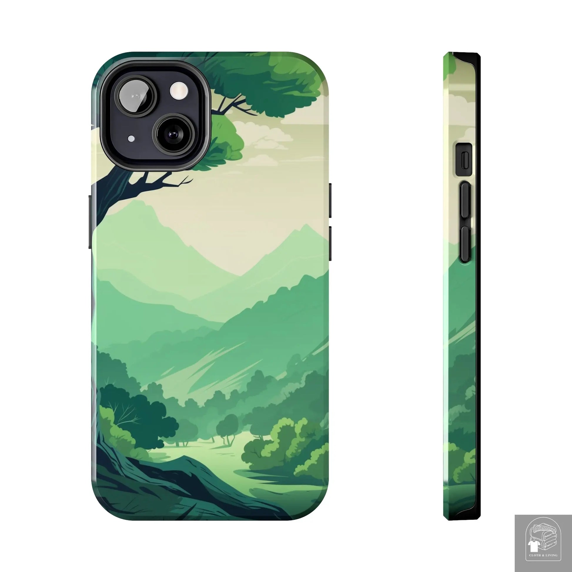 MountainScape  Serene Landscape - Pine Trees Mountain iPhone Cover - Nature Case - iPhone 15, 14, 13  Cloth & Living