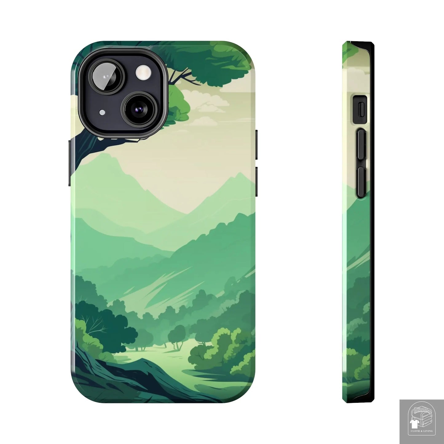 MountainScape  Serene Landscape - Pine Trees Mountain iPhone Cover - Nature Case - iPhone 15, 14, 13  Cloth & Living