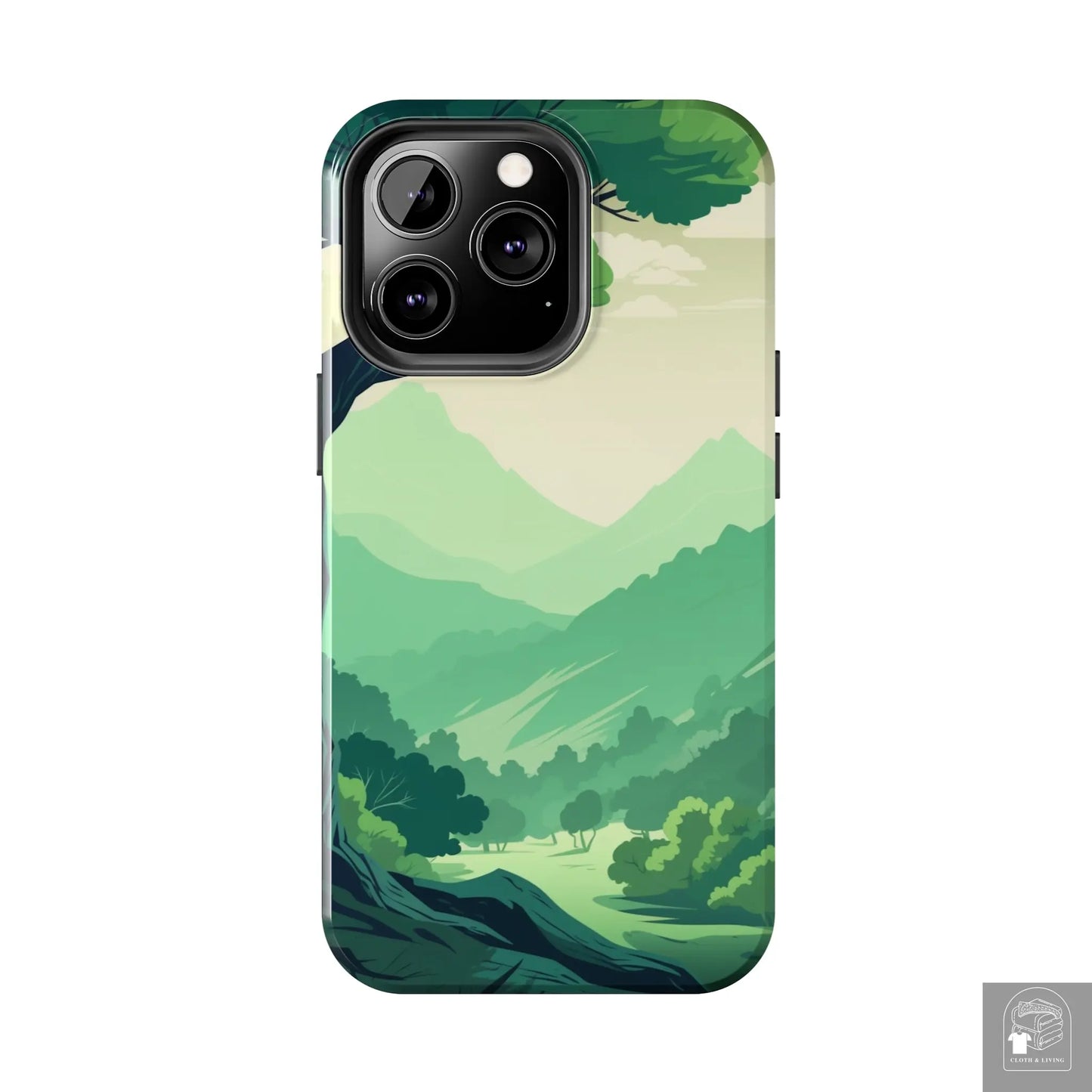 MountainScape  Serene Landscape - Pine Trees Mountain iPhone Cover - Nature Case - iPhone 15, 14, 13  Cloth & Living