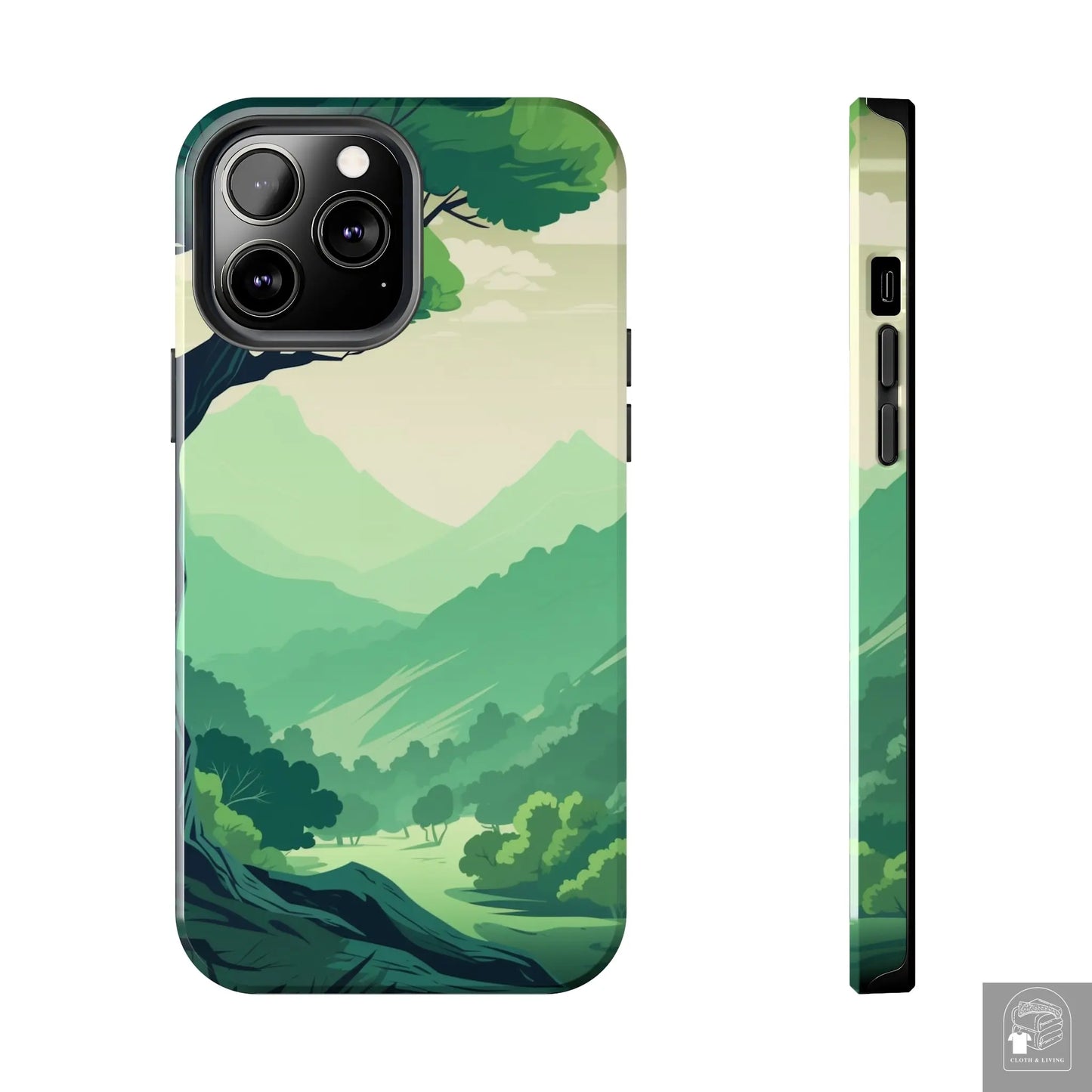 MountainScape  Serene Landscape - Pine Trees Mountain iPhone Cover - Nature Case - iPhone 15, 14, 13  Cloth & Living