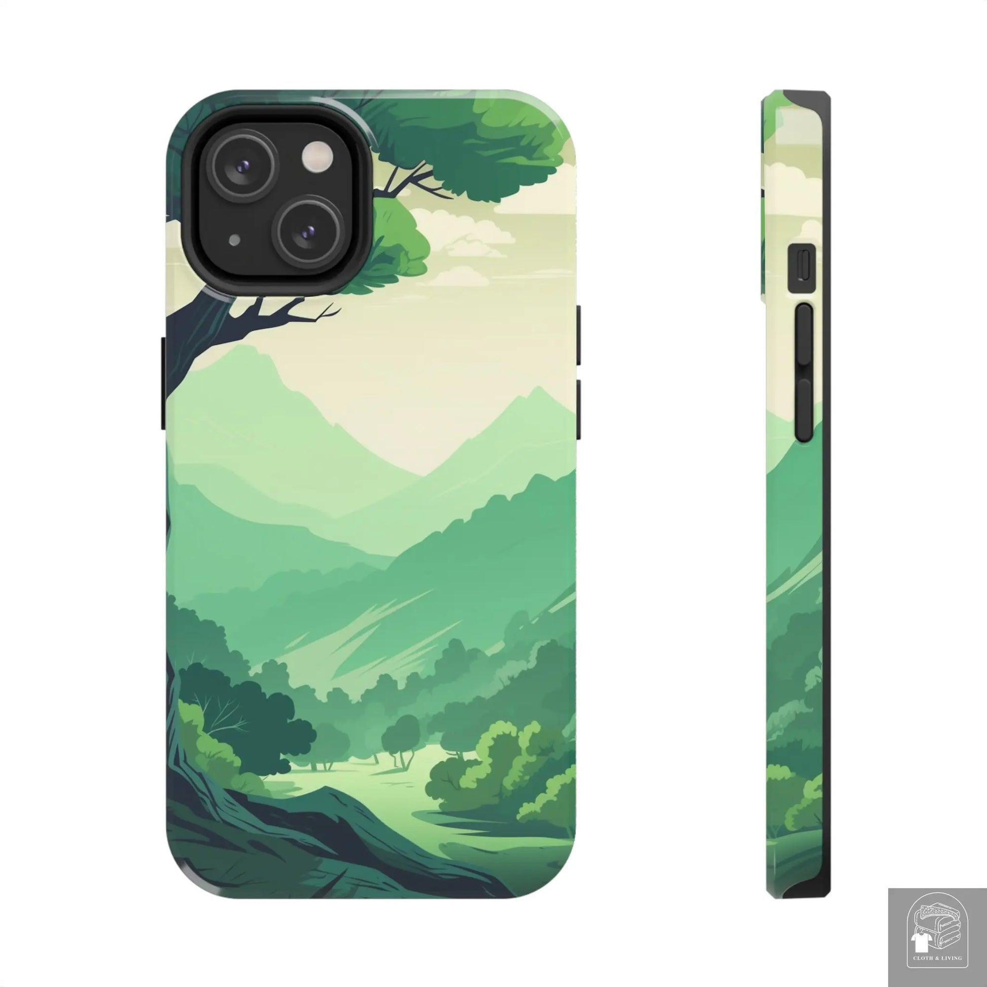 MountainScape  Serene Landscape - Pine Trees Mountain iPhone Cover - Nature Case - iPhone 15, 14, 13  Cloth & Living