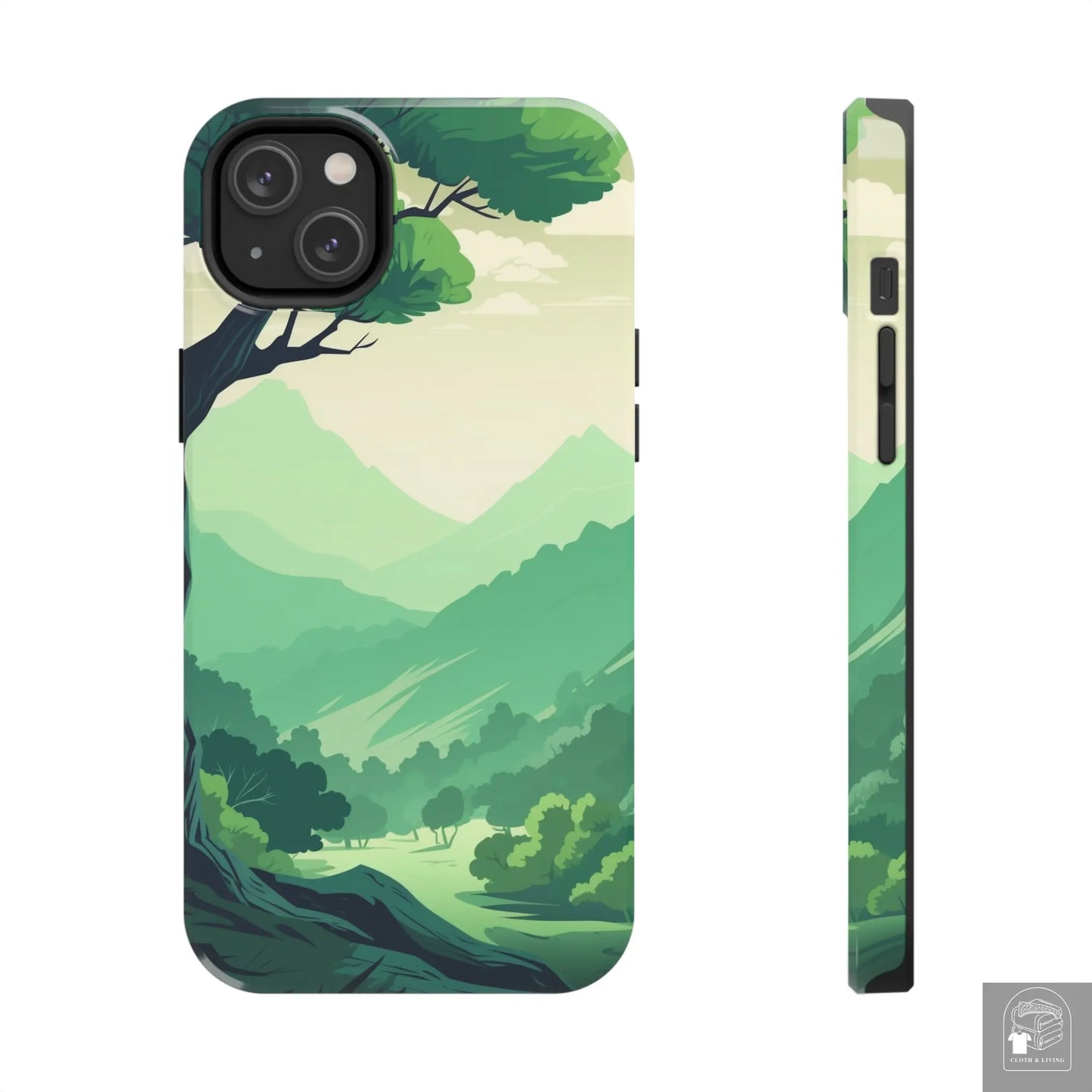 MountainScape  Serene Landscape - Pine Trees Mountain iPhone Cover - Nature Case - iPhone 15, 14, 13  Cloth & Living