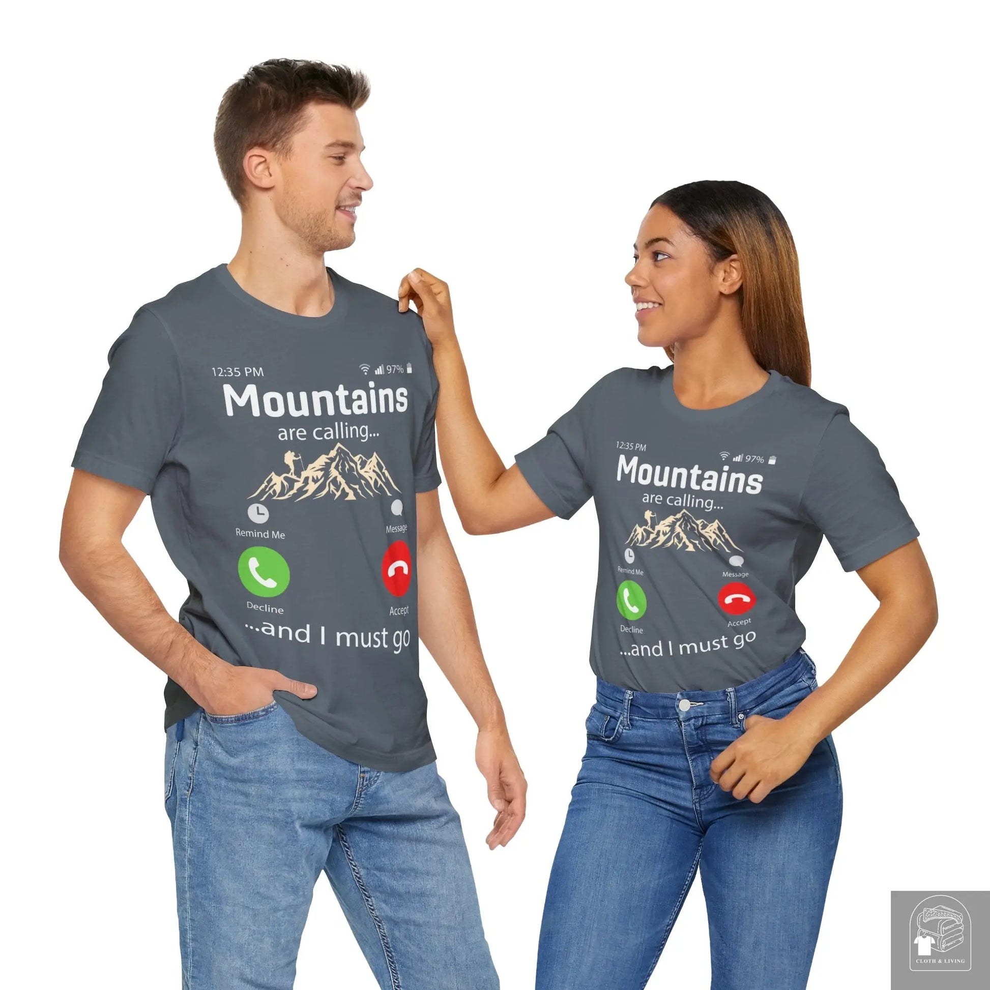 "Mountains are calling and I must go" Unisex Jersey Short Sleeve Tee  Cloth & Living