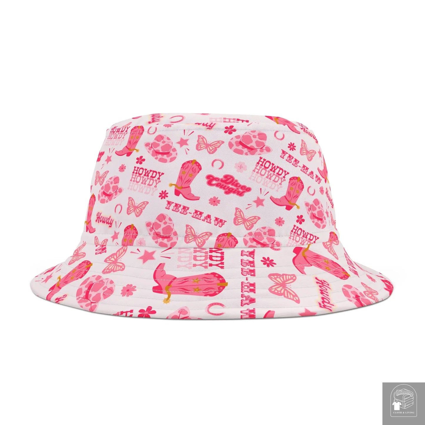 Pink Butterfly Greetings Bucket Hat  Cloth & Living