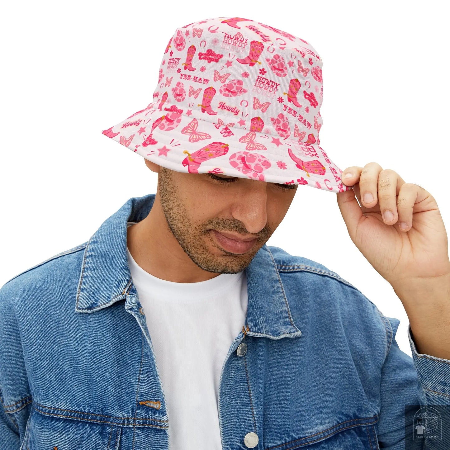 Pink Butterfly Greetings Bucket Hat  Cloth & Living